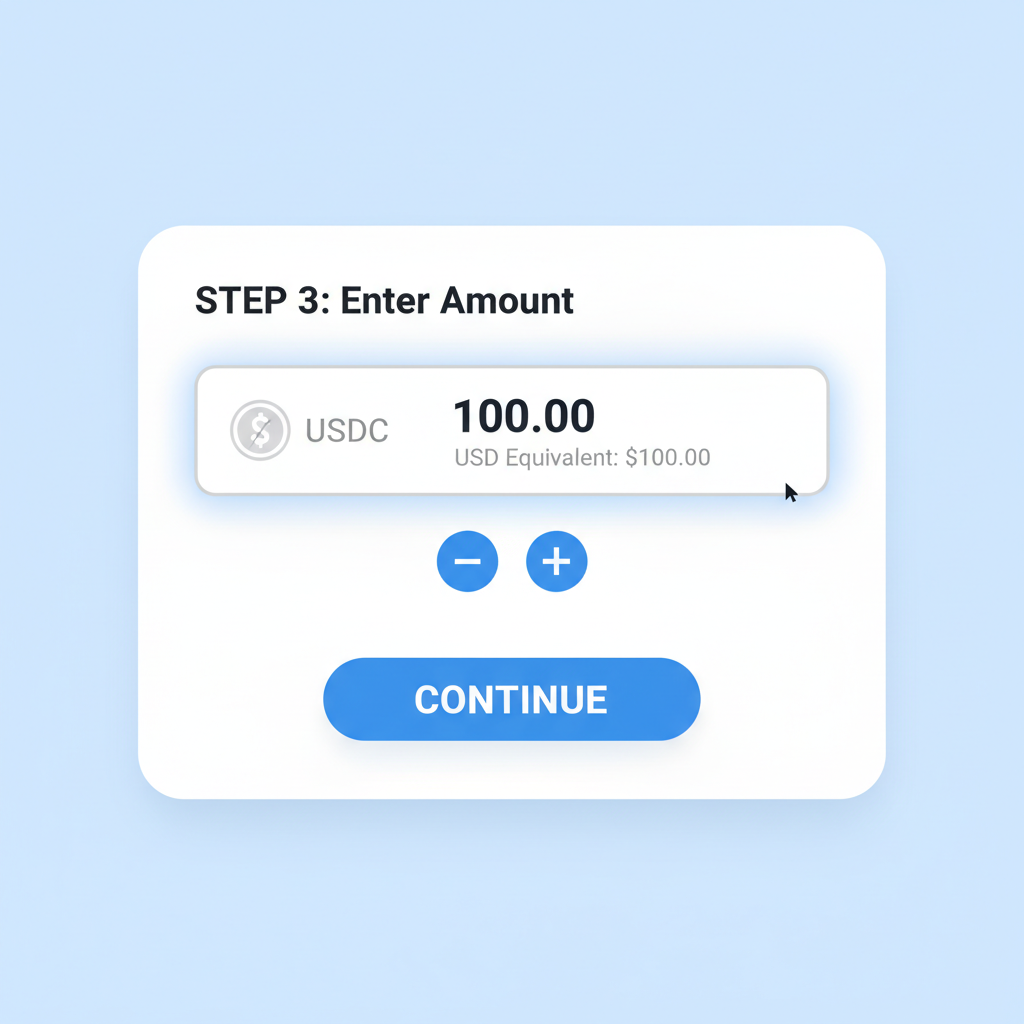 input field for stablecoin amount on virtual card top-up form