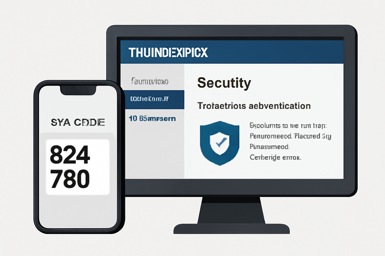A smartphone displaying a 2FA code next to a computer screen with Thunderpick account settings, emphasizing security.
