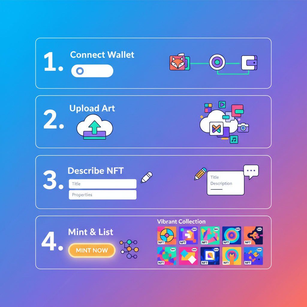 /ar 16:9 base native nft marketplace minting page vibrant collection