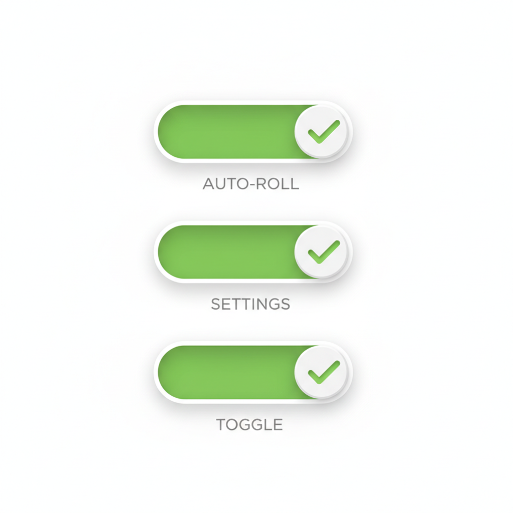 auto-roll settings toggle switches confirmed green check