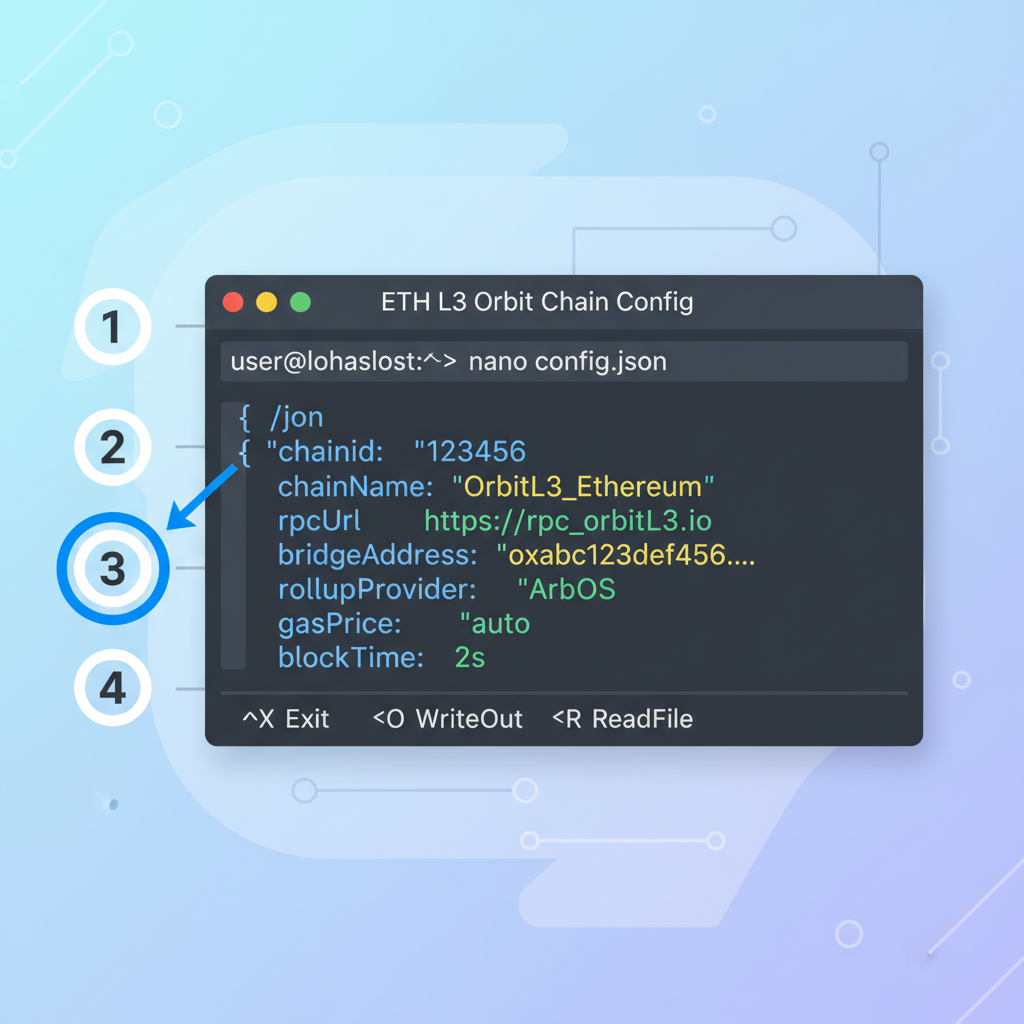 configuring json file ethereum l3 orbit chain settings terminal