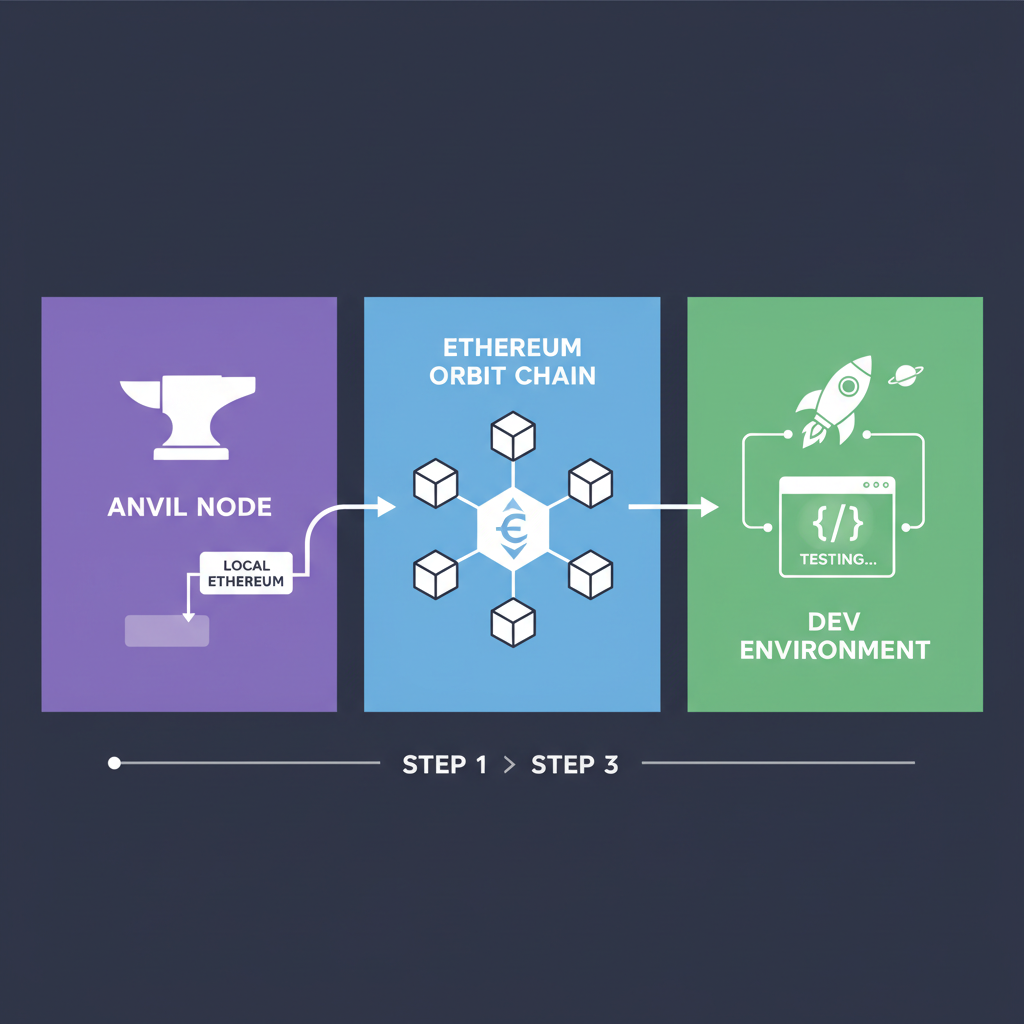 local blockchain testing anvil node ethereum orbit chain dev environment