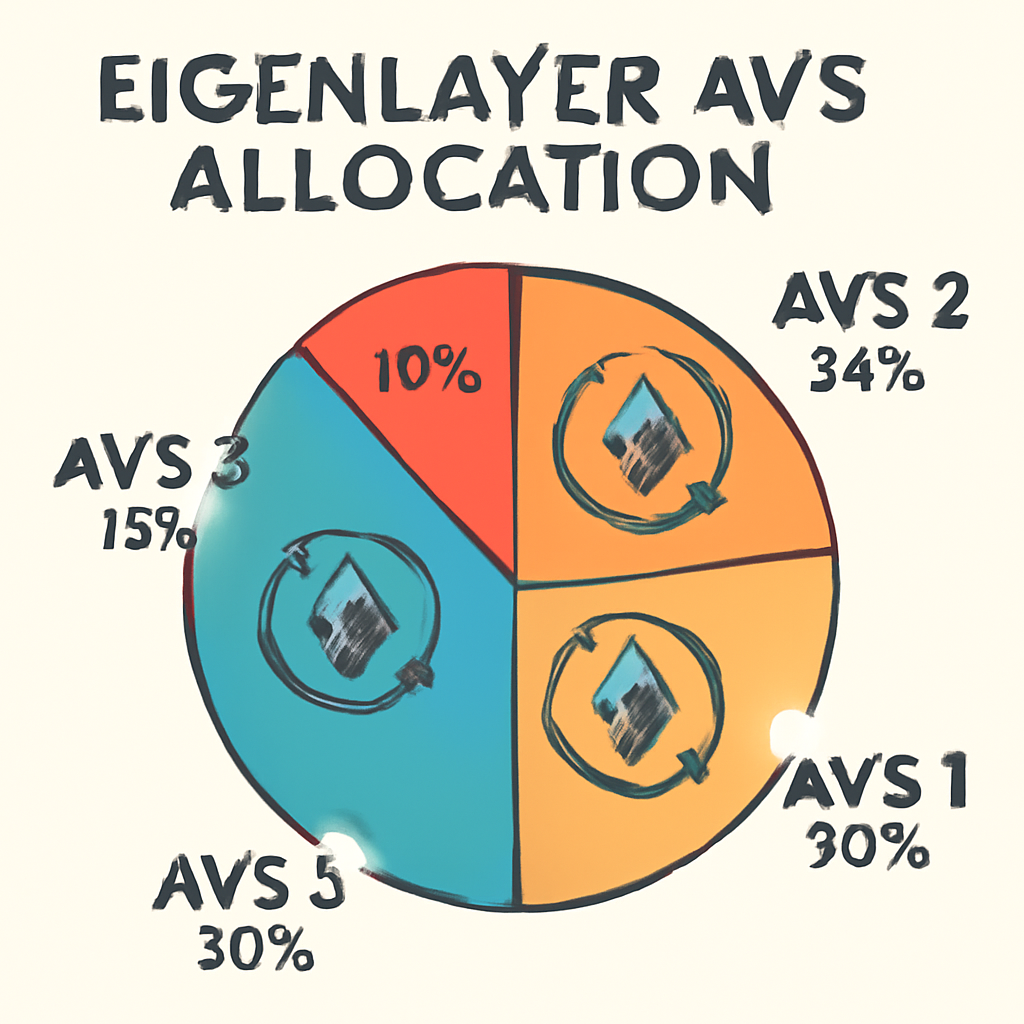 eigenlayer avs allocation pie chart with eth restaking icons