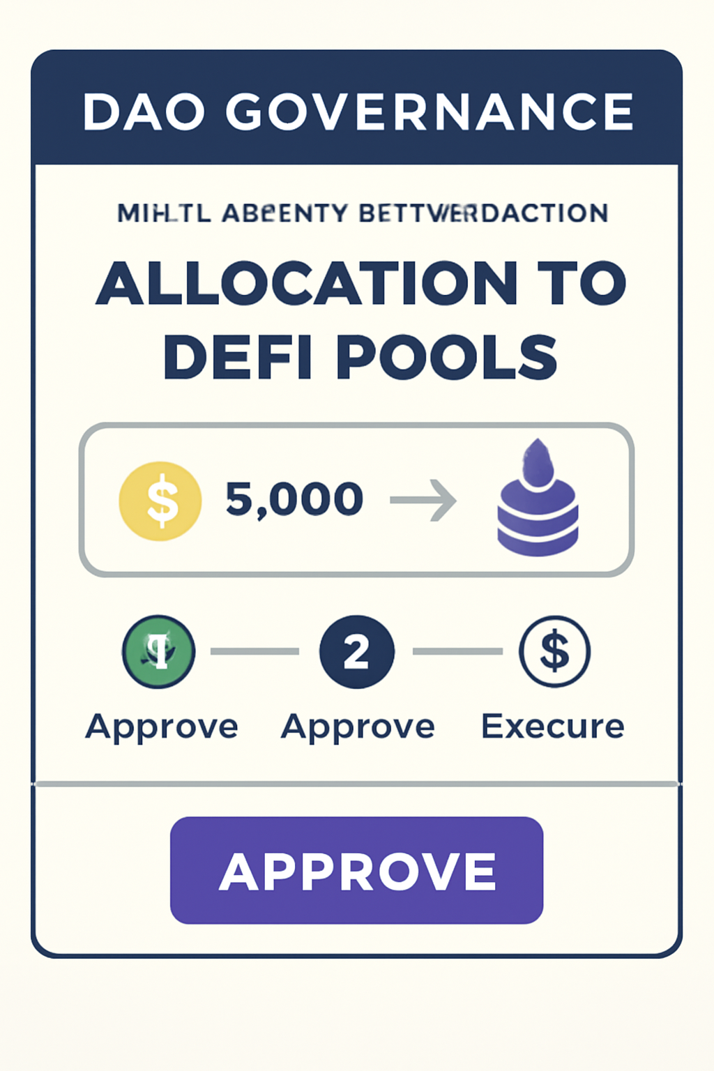 a DAO governance interface showing a multi-signature transaction approval process for stablecoin allocation into DeFi pools
