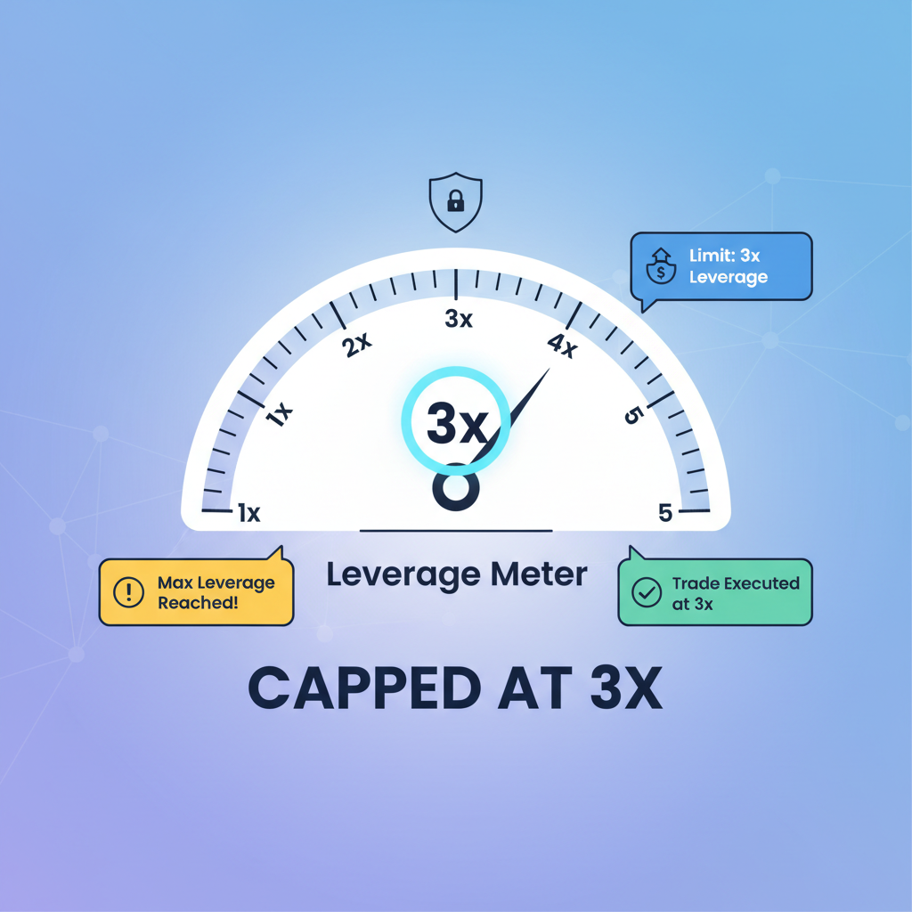 leverage meter capped at 3x on GMX, alert notifications popping up