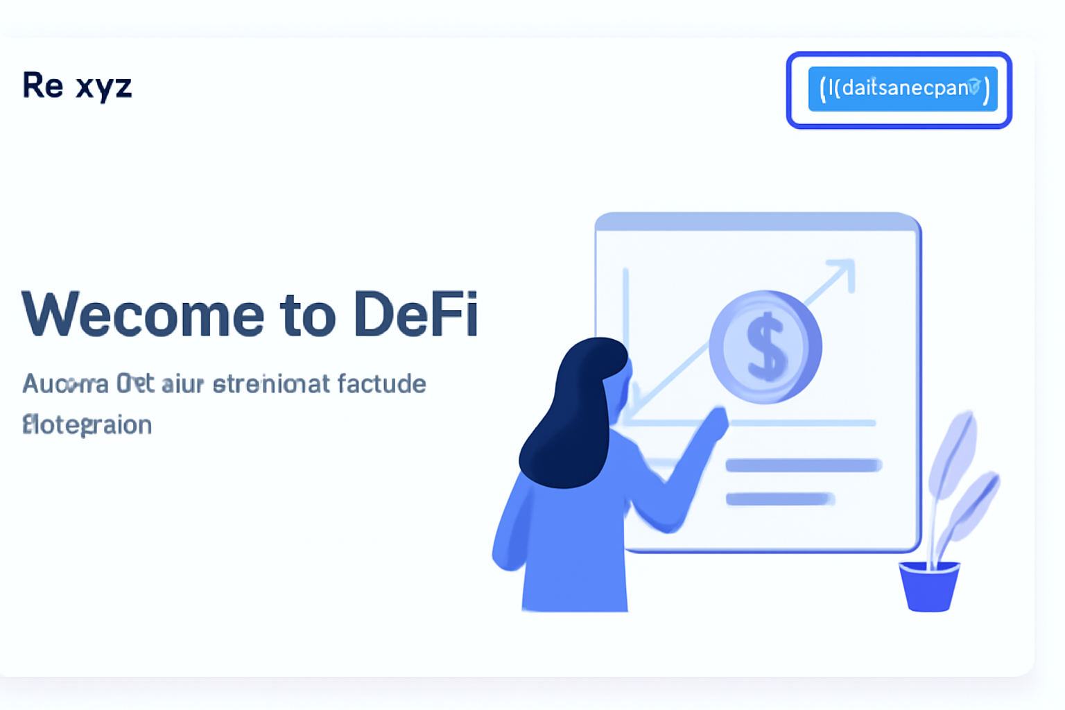Clean screenshot of Re.xyz homepage with Connect Wallet button highlighted, modern DeFi interface, blue tones