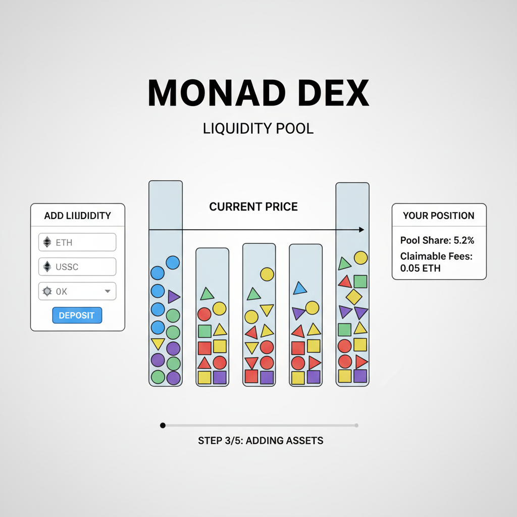 liquidity pool chart filling with tokens on Monad DEX interface