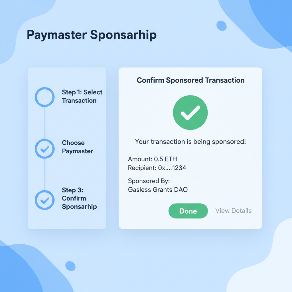 paymaster sponsorship UI with sponsored transaction confirmation