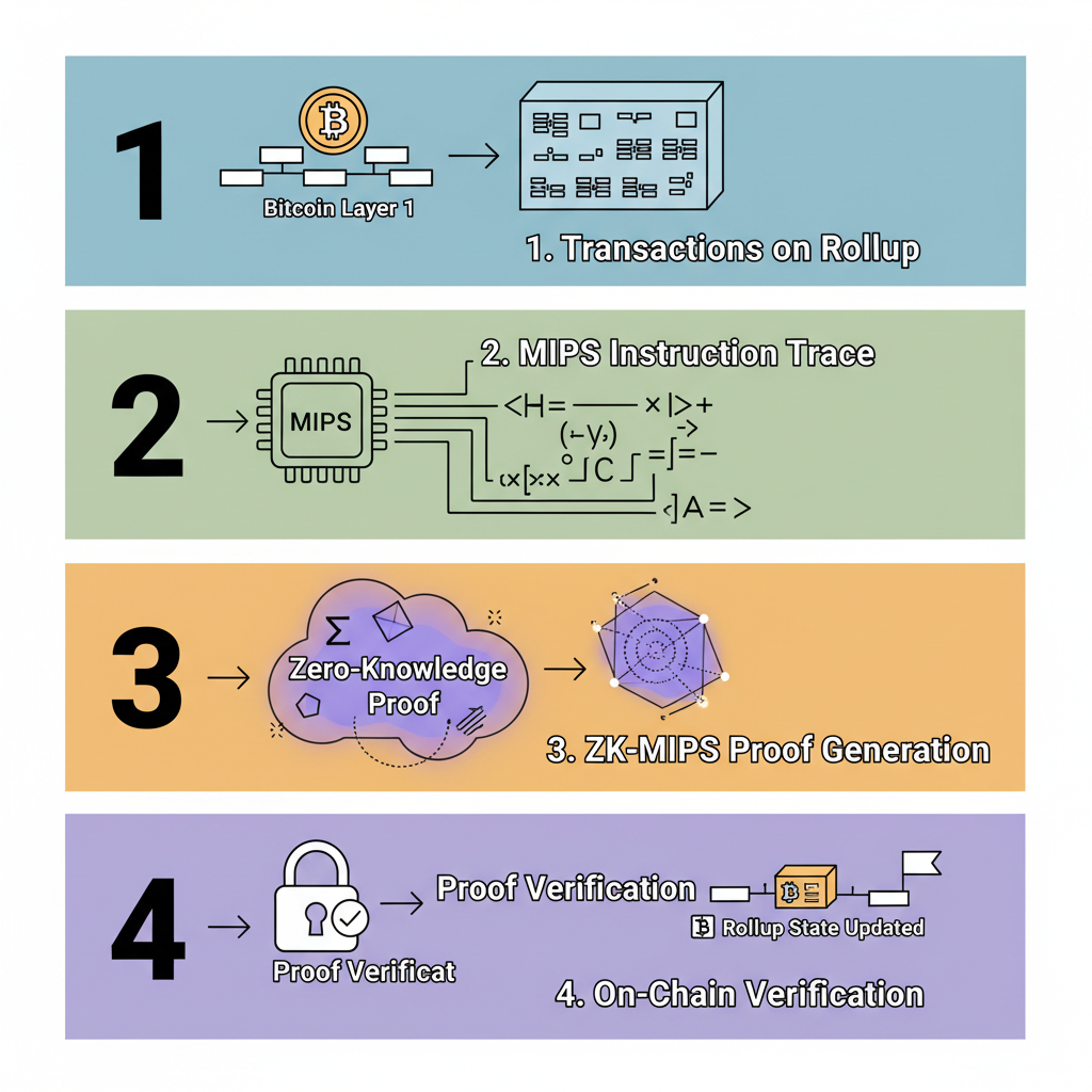 zkmips zero-knowledge proof generation for bitcoin rollup, abstract math visualization