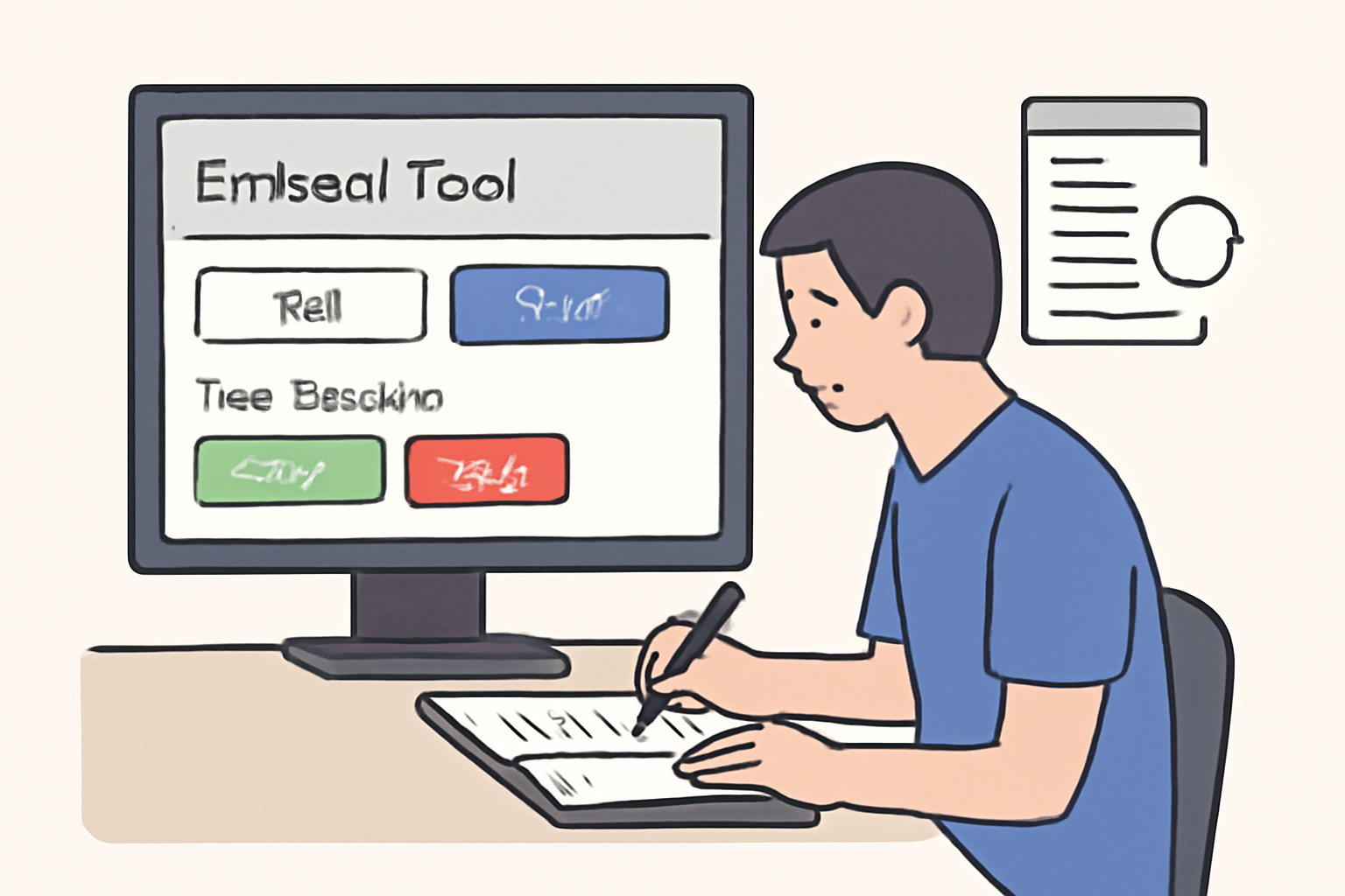 A developer taking notes on test results, updating code, and retesting the app on the Embed Tool.