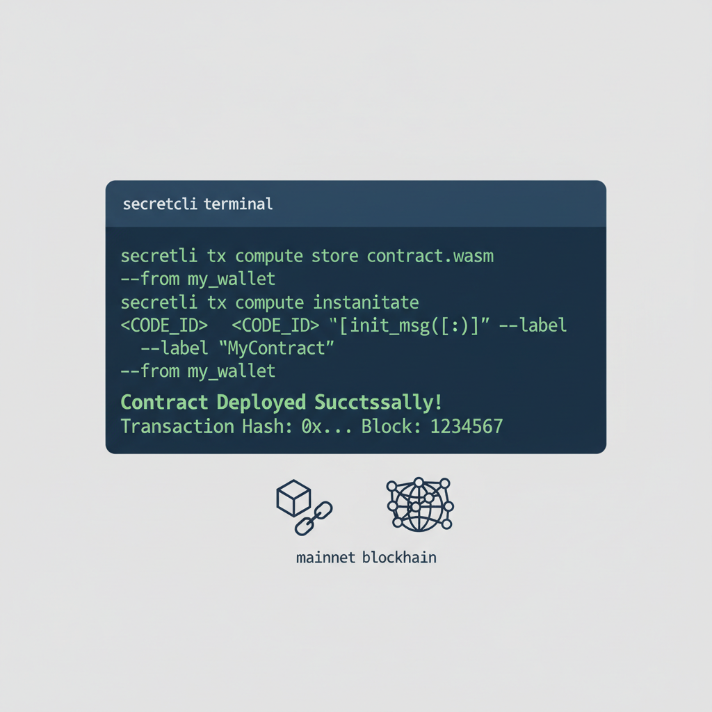 secretcli terminal deploying contract mainnet success blockchain
