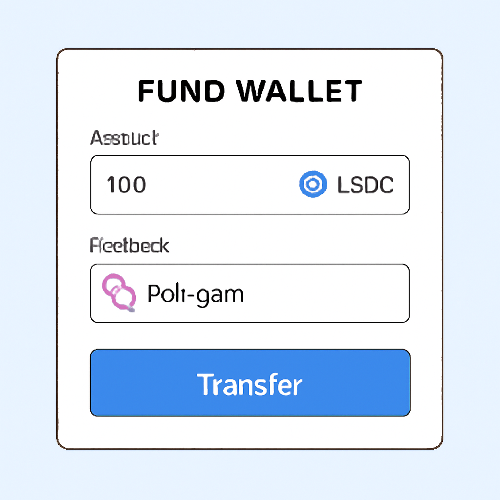 wallet funding interface showing USDC transfer on Polygon network