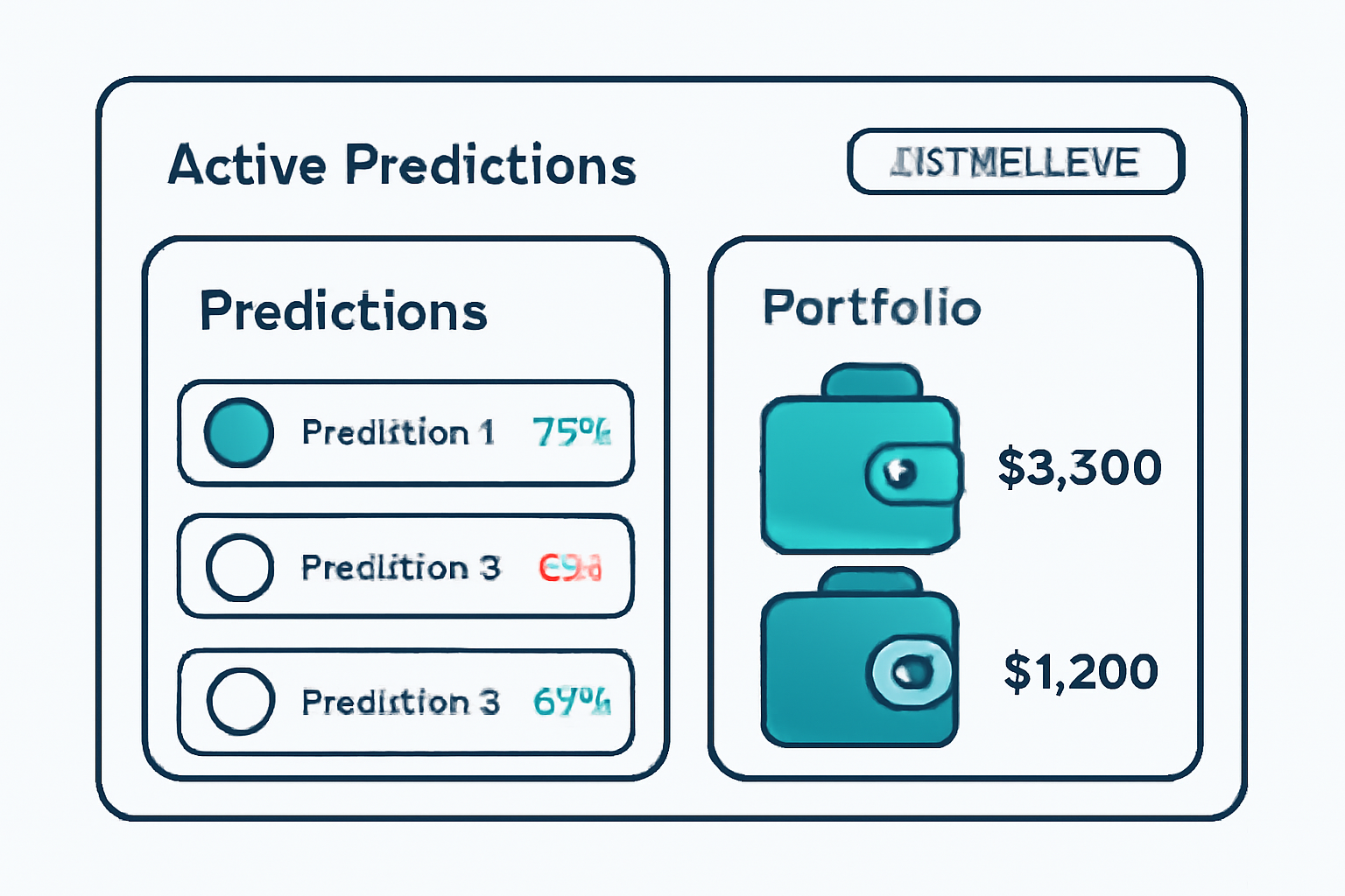 dashboard showing active predictions and portfolio in wallets