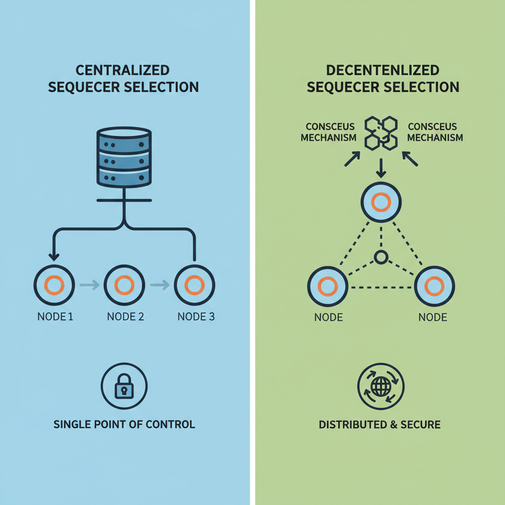 sequencer selection UI centralized vs decentralized blockchain nodes visualization