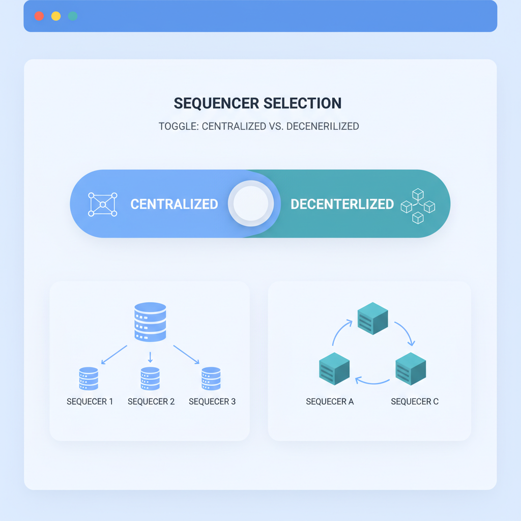 sequencer selection toggle centralized vs decentralized, blockchain dashboard style