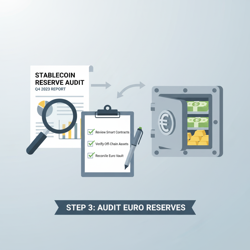 auditing stablecoin reserves report, checklist and euro vault, professional finance scene
