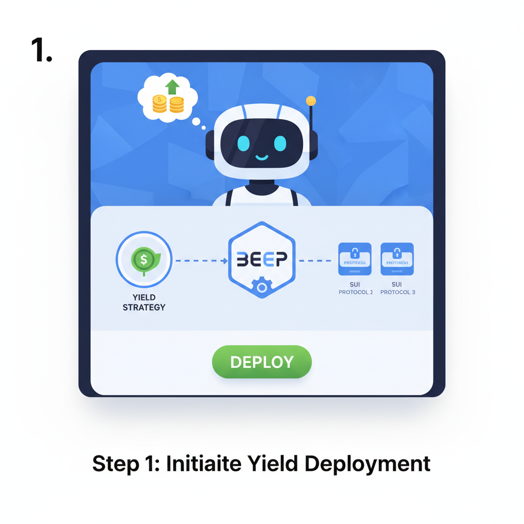 dashboard ai agent deploying yield strategy beep sui defi protocols