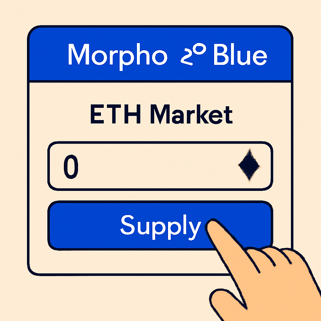 Depositing ETH into Morpho Blue ETH market, supply interface highlighted