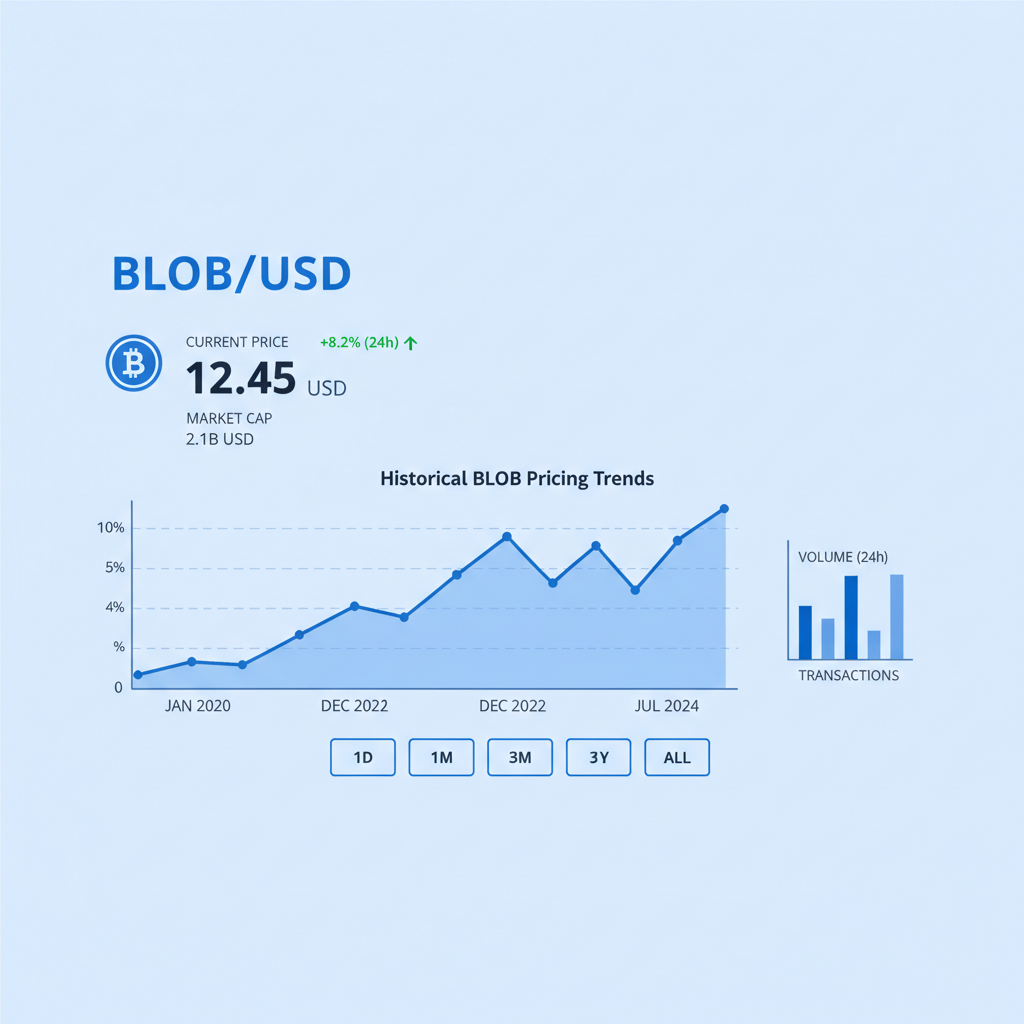 line graph of historical blob pricing trends, crypto dashboard