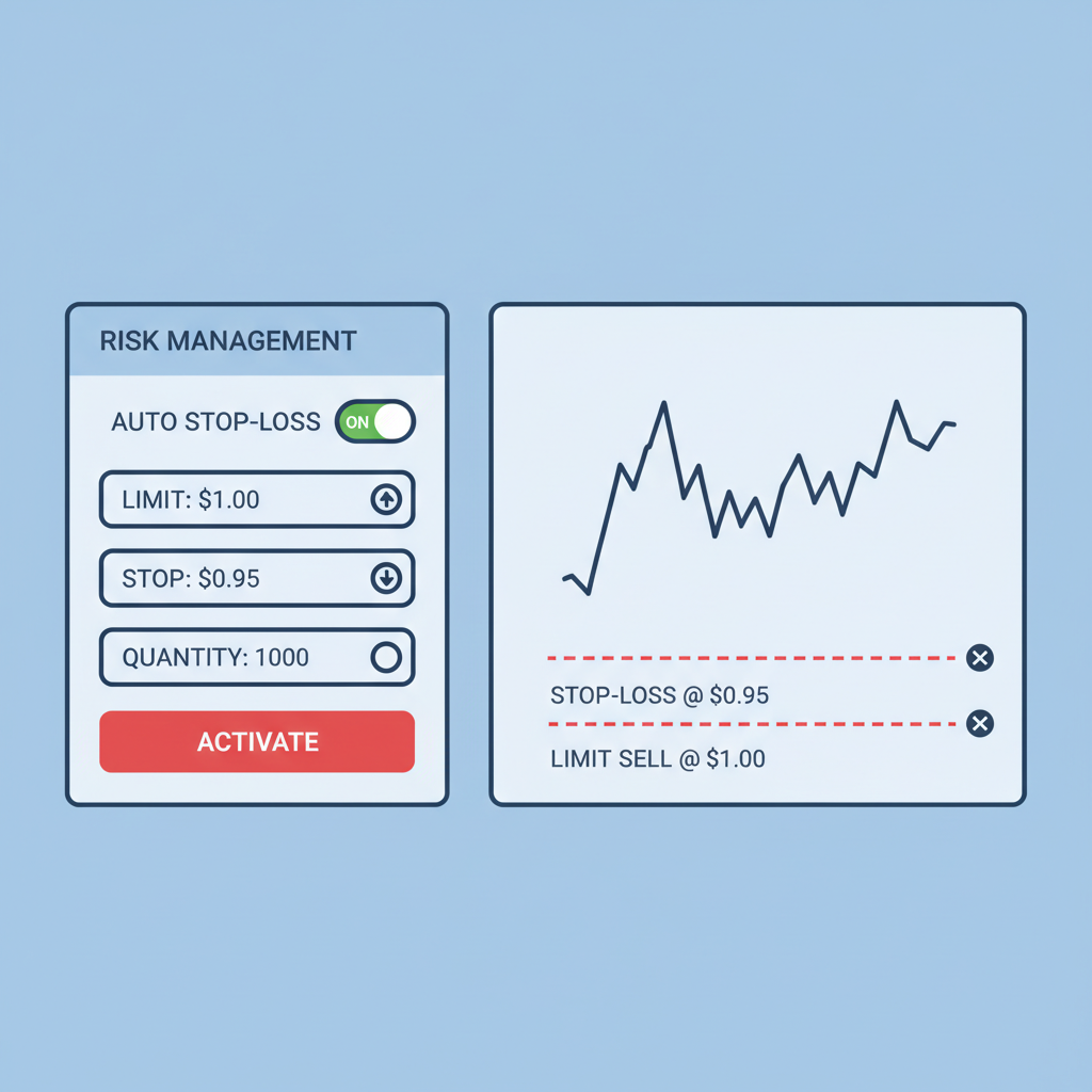 risk management panel with stop-loss orders on trading dashboard