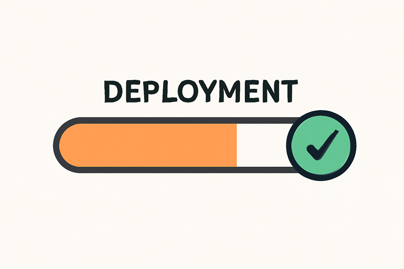 A progress bar showing deployment in action, with a celebratory checkmark at completion