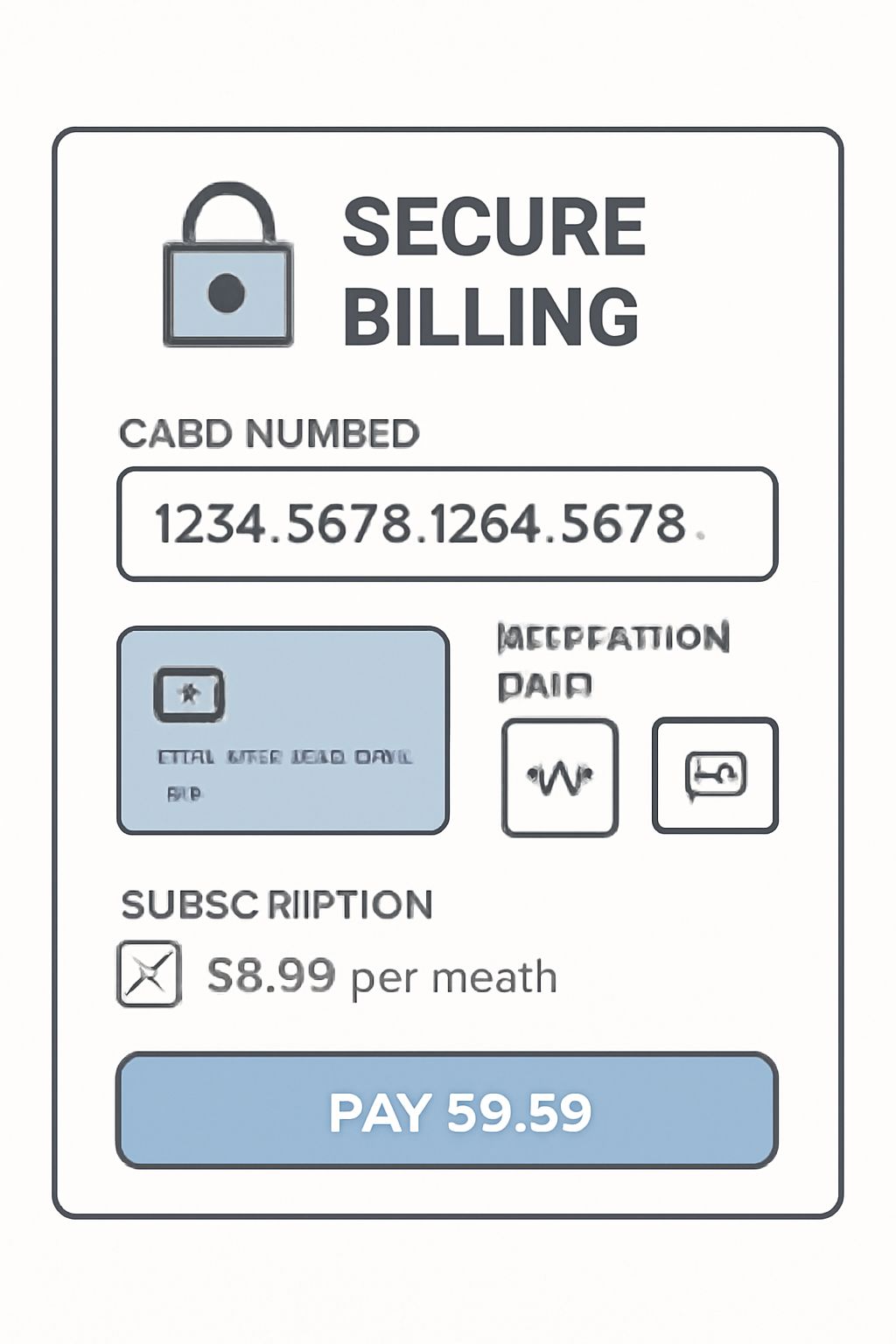 A secure online billing form with credit card and subscription details