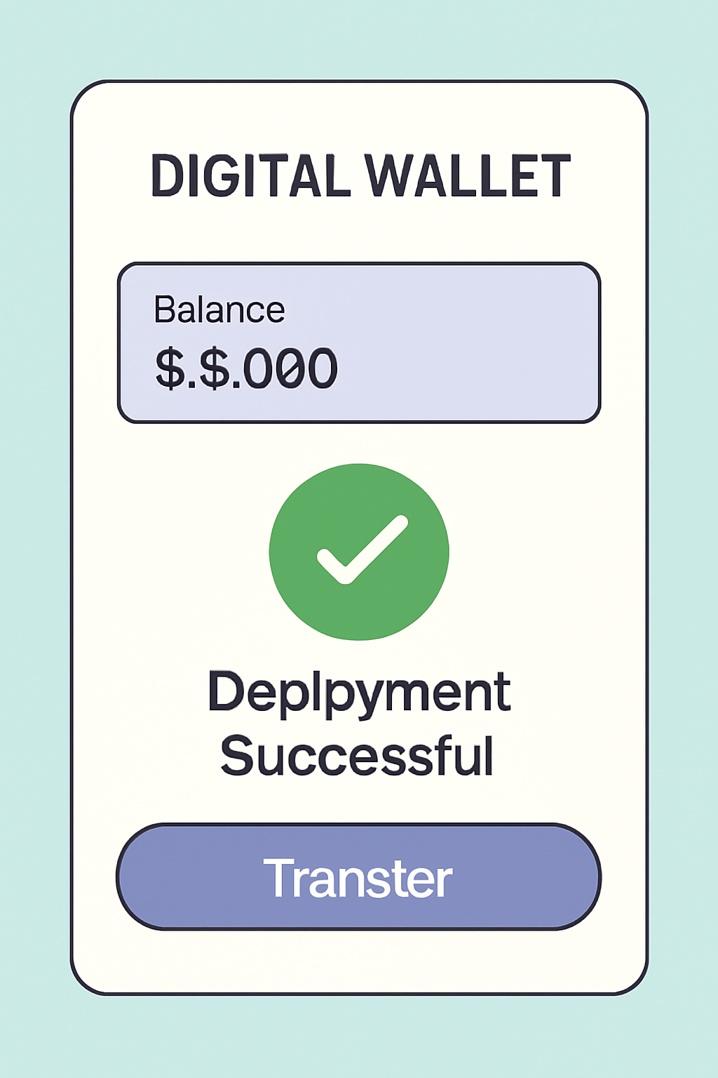 A digital wallet interface showing a successful fund transfer for deployment