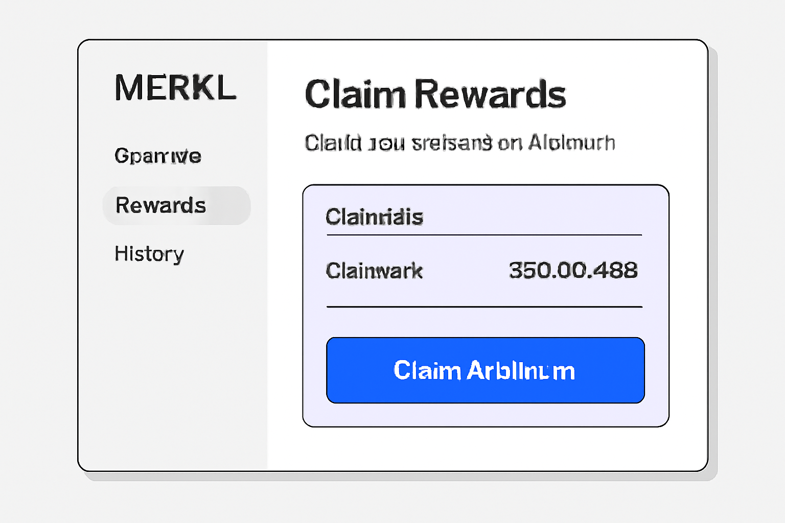 Merkl rewards claiming interface on Arbitrum, ARB tokens distribution dashboard