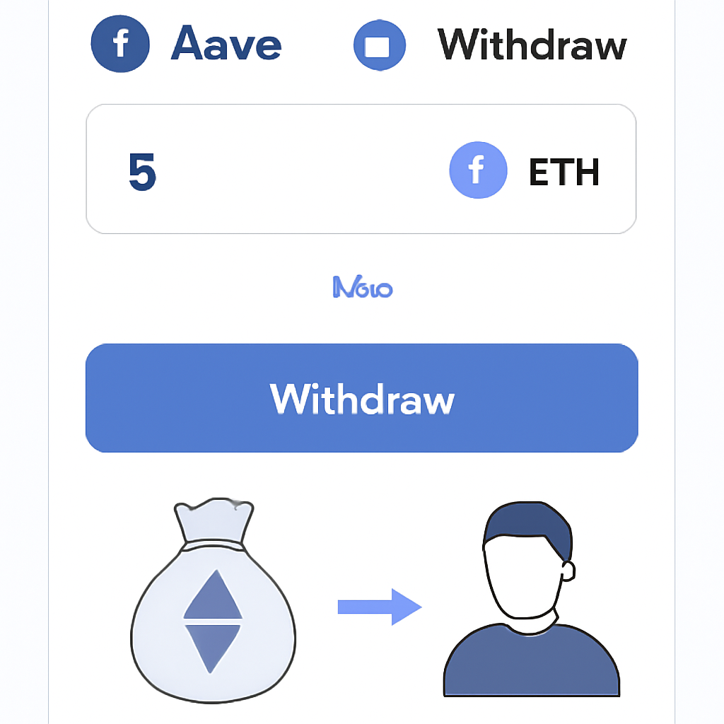 User withdrawing ETH from Aave lending pool interface on Arbitrum, clean DeFi UI screenshot