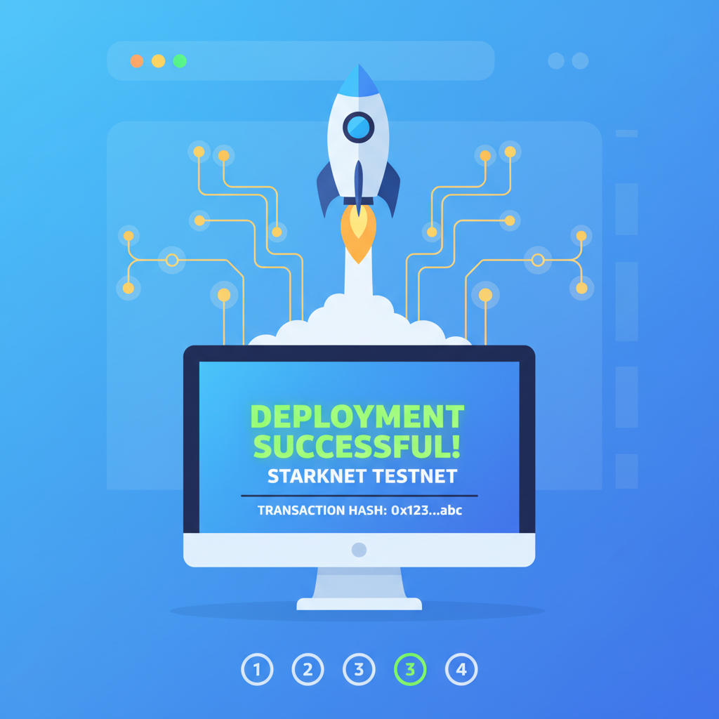 deployment terminal success message starknet testnet, rocket launching blockchain network