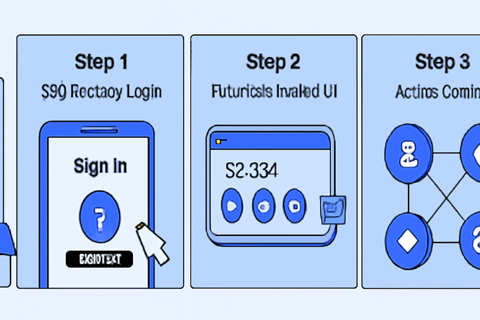 user onboarding flow with SSO passkey login, futuristic wallet UI across chains