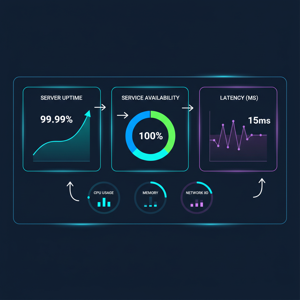 monitoring dashboard graphs uptime metrics dark mode