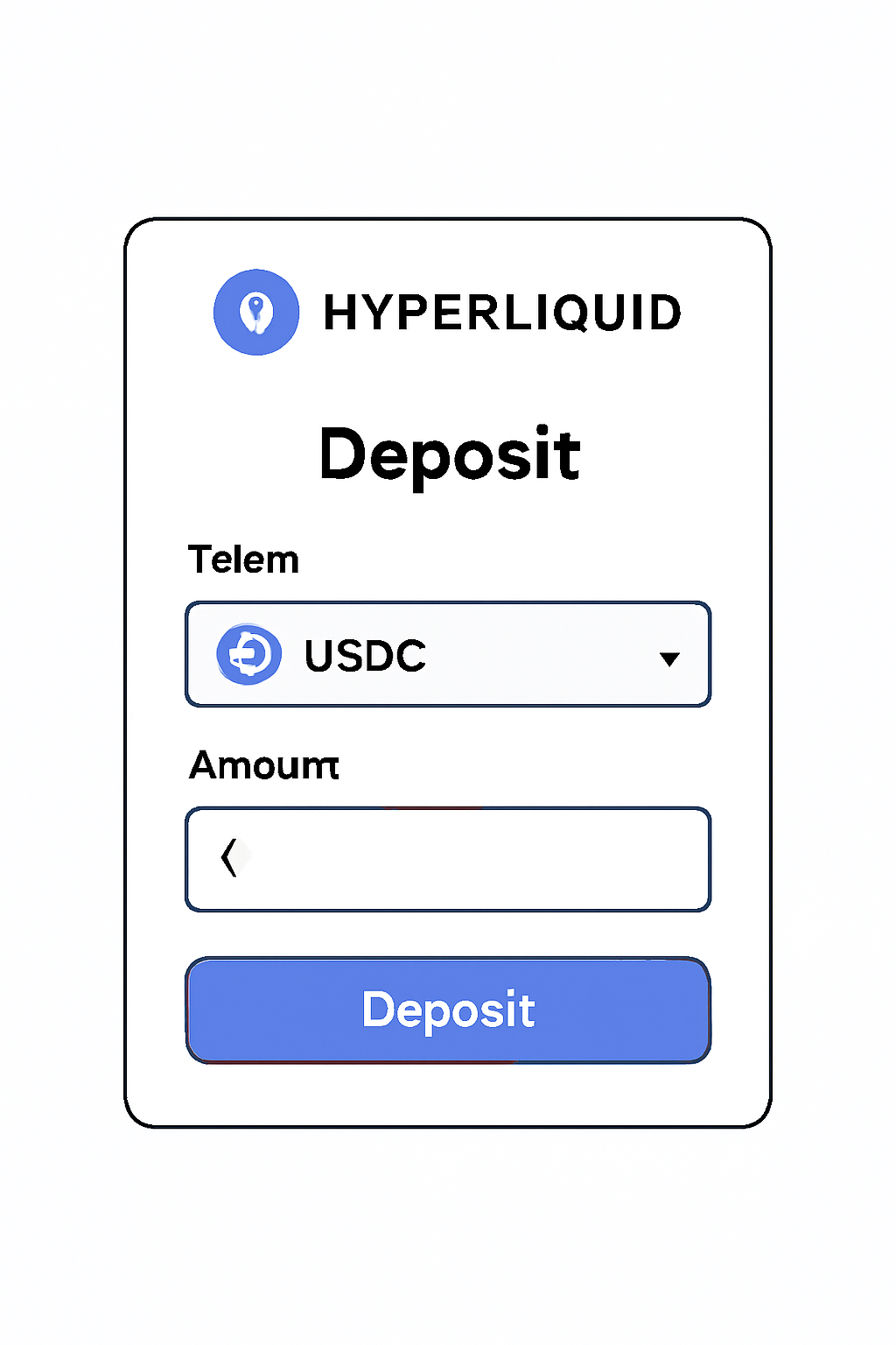 simple UI screenshot depositing USDC on Hyperliquid deposit page