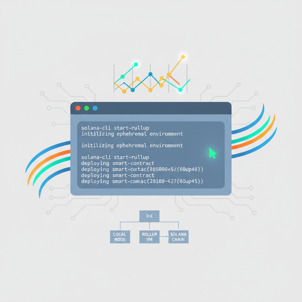 local dev terminal running solana ephemeral rollup, speed lines and graphs