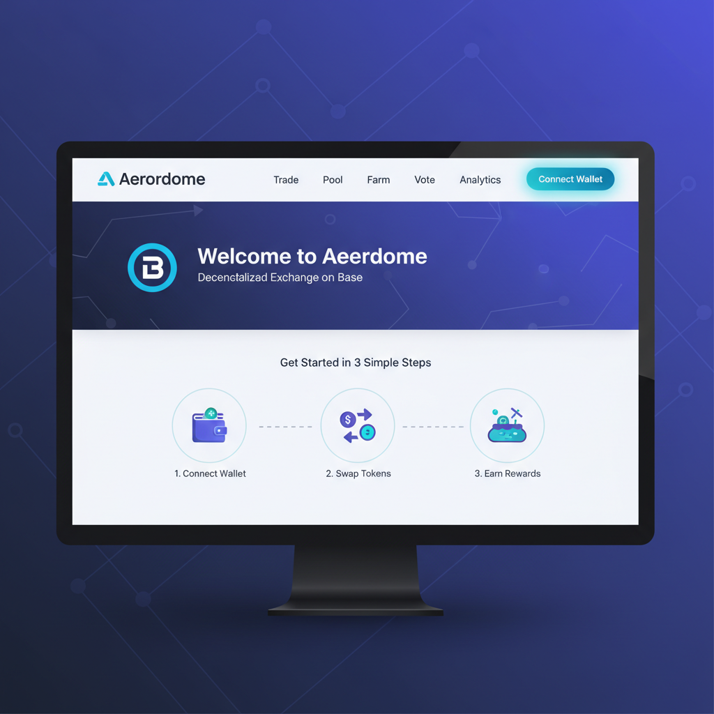 sleek Aerodrome homepage interface, connect wallet button highlighted, Base chain logo