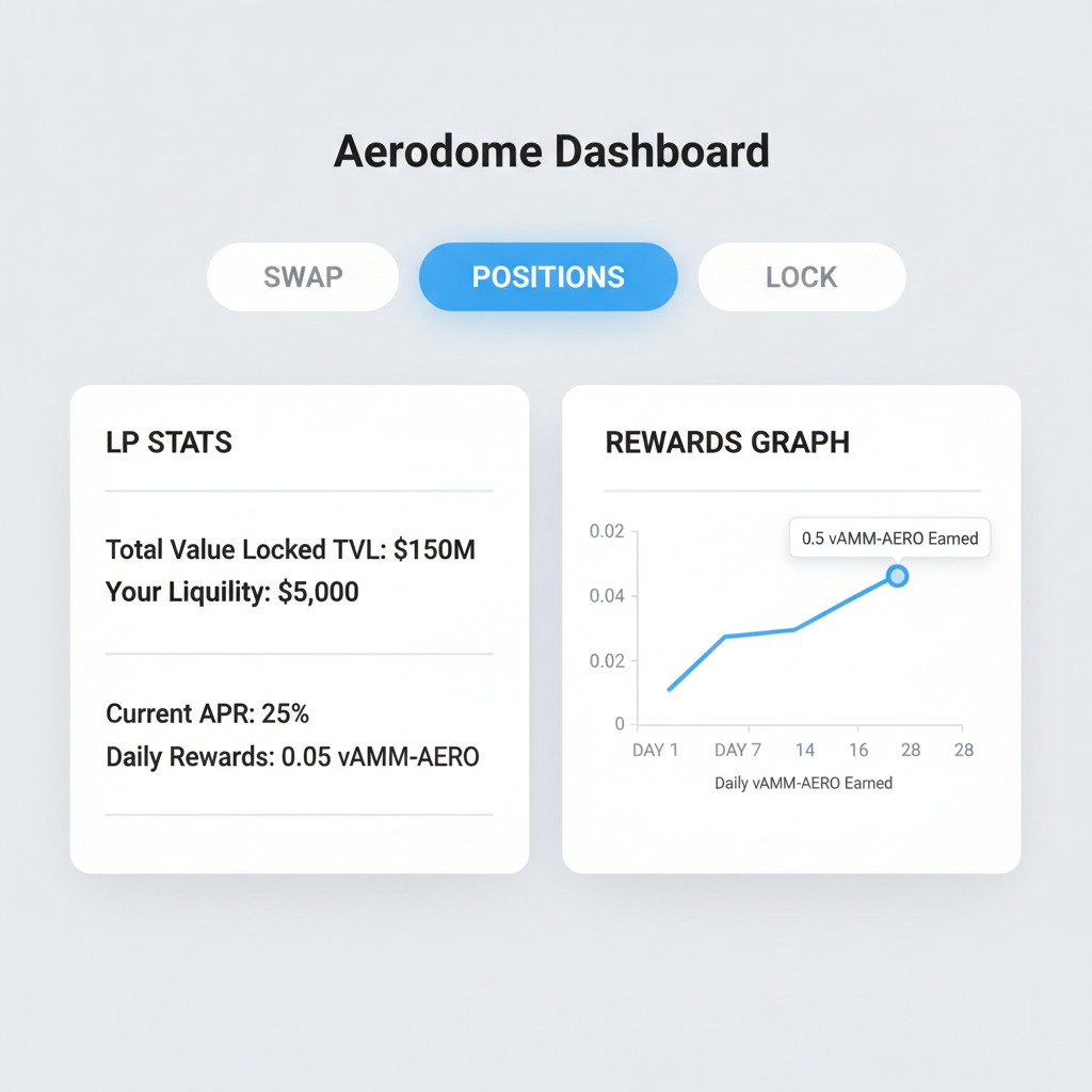 defi dashboard monitoring aerodrome lp position charts rewards