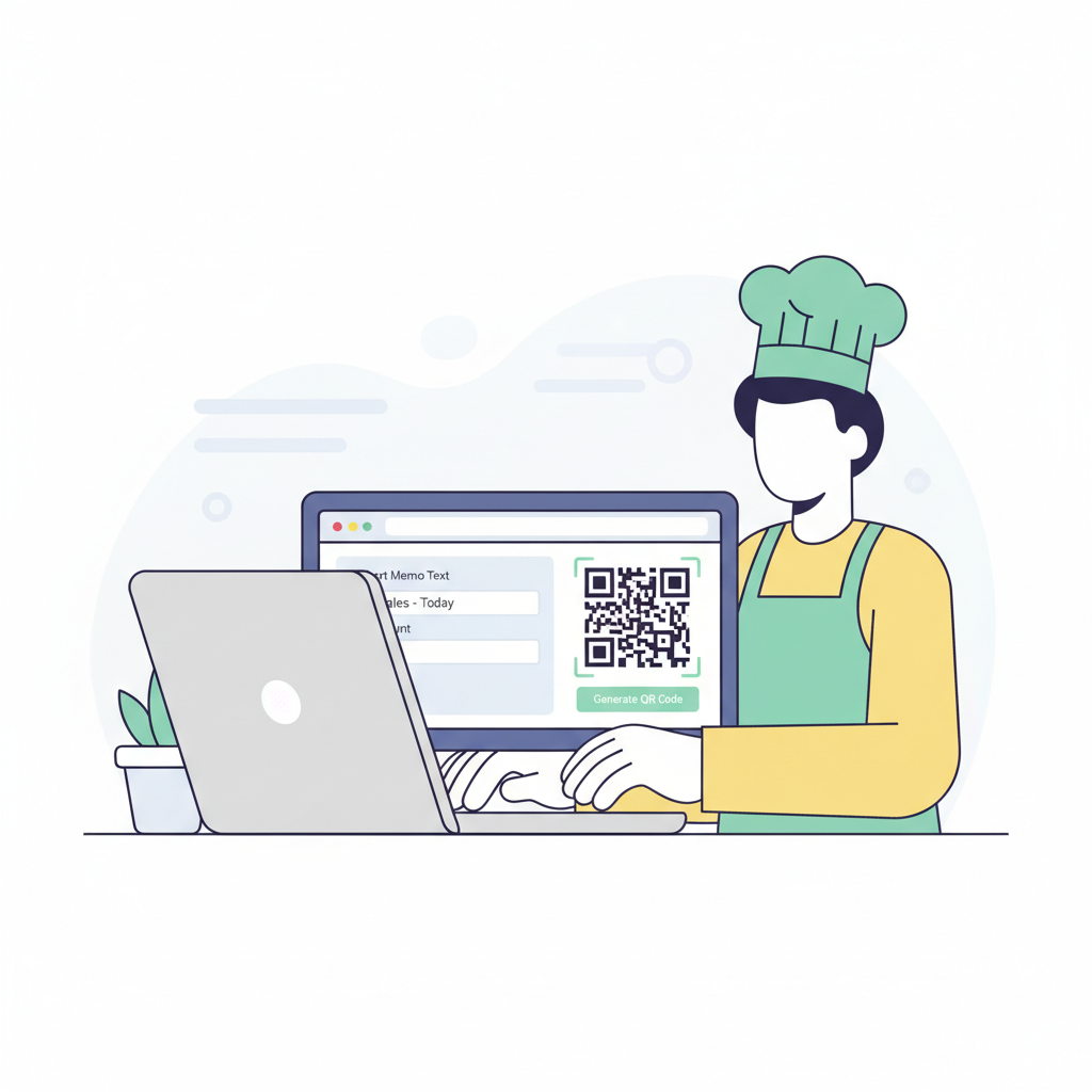 vendor typing short memo text in form field on QR payment generator site