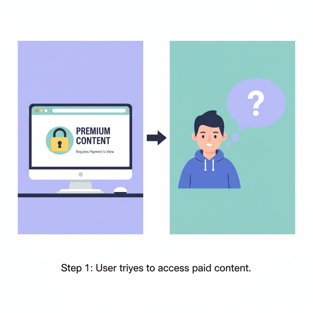 JavaScript code for x402 fetch wrapper, AI agent signing Solana transaction, wallet popup, seamless payment flow diagram