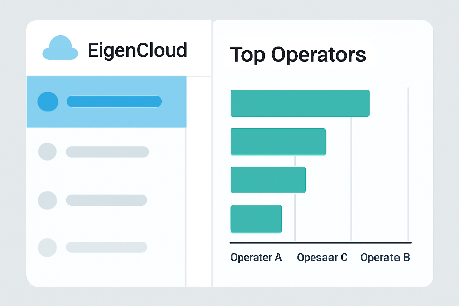 EigenCloud AVS selection dashboard, top operators chart, data visualization