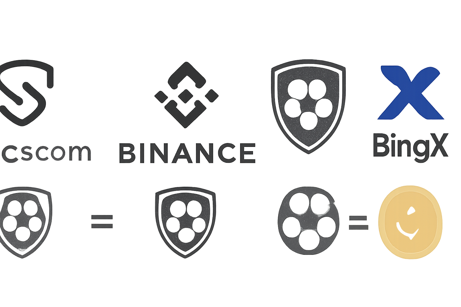 A comparison of Socios.com, Binance, and BingX logos with soccer club badges and a digital token symbol, clean and modern style