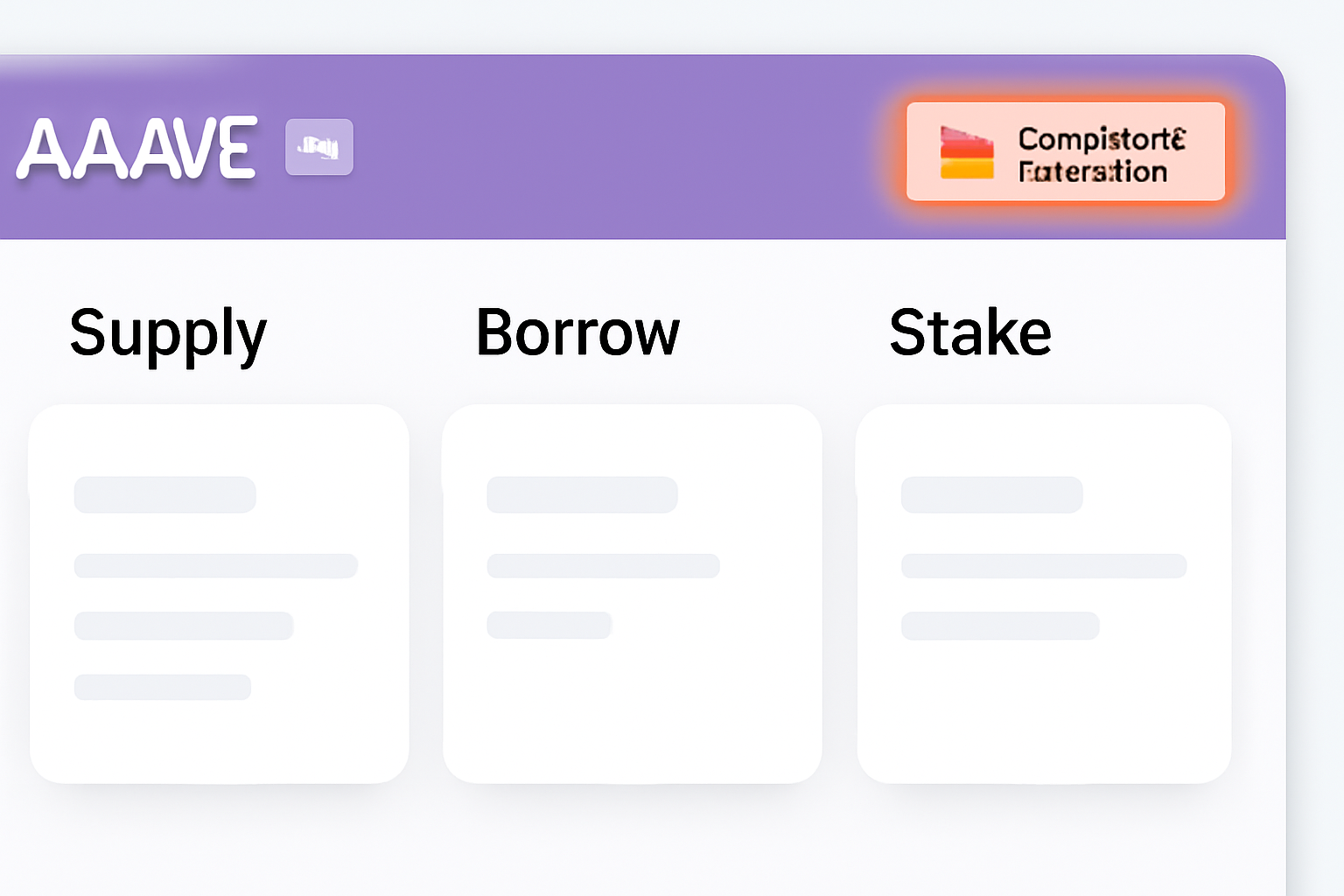 /imagine prompt: Aave V3 dashboard homepage with MetaMask connect button highlighted, clean web interface, glowing connect button --ar 16:9