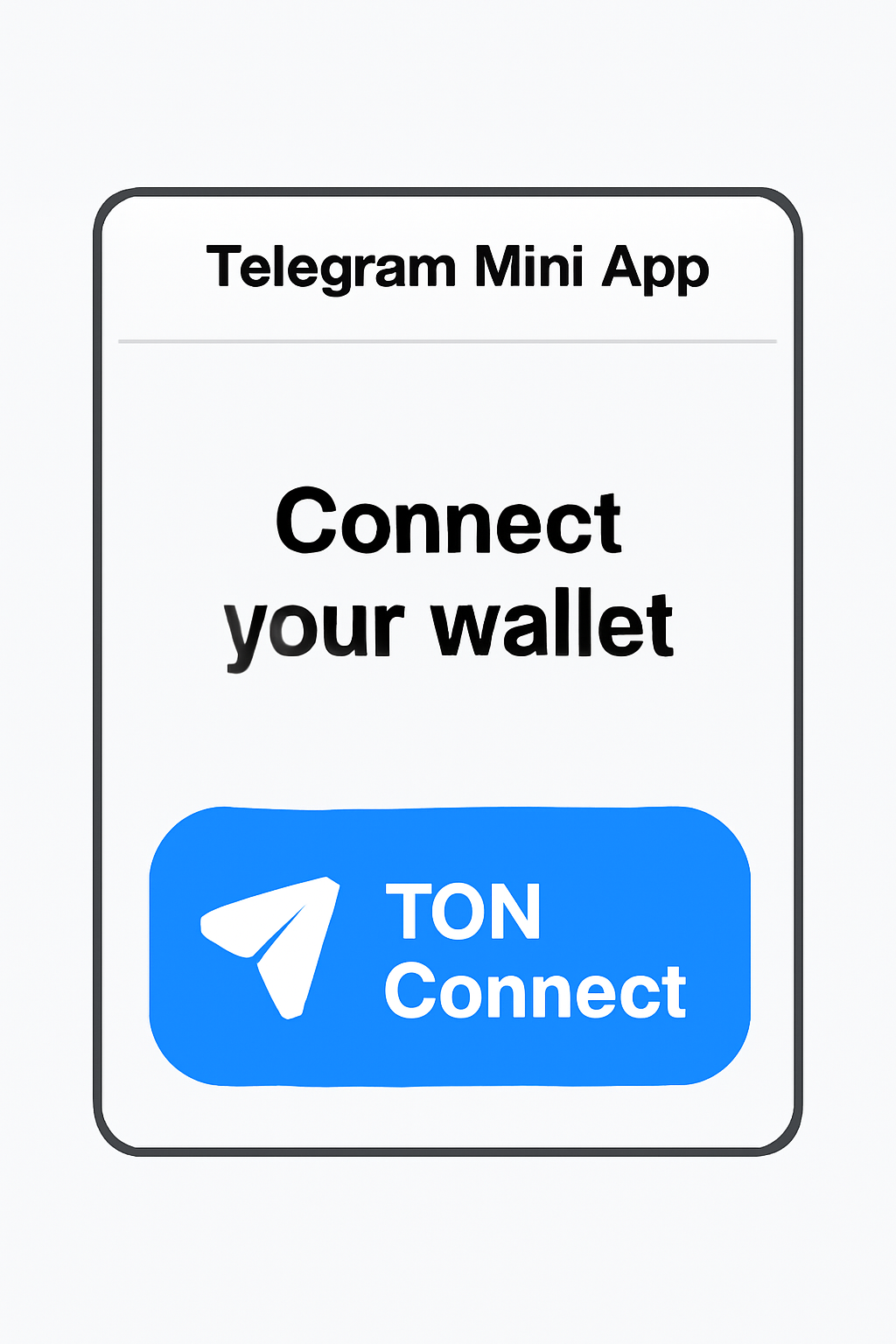 Telegram Mini App screen showing TON Connect wallet connection button