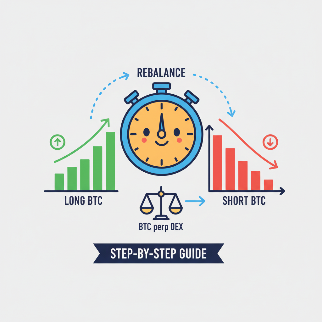 hourly clock timer rebalancing long short BTC positions on perp DEX charts
