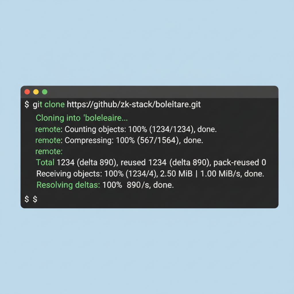 terminal window cloning git repo for zk stack blockchain boilerplate