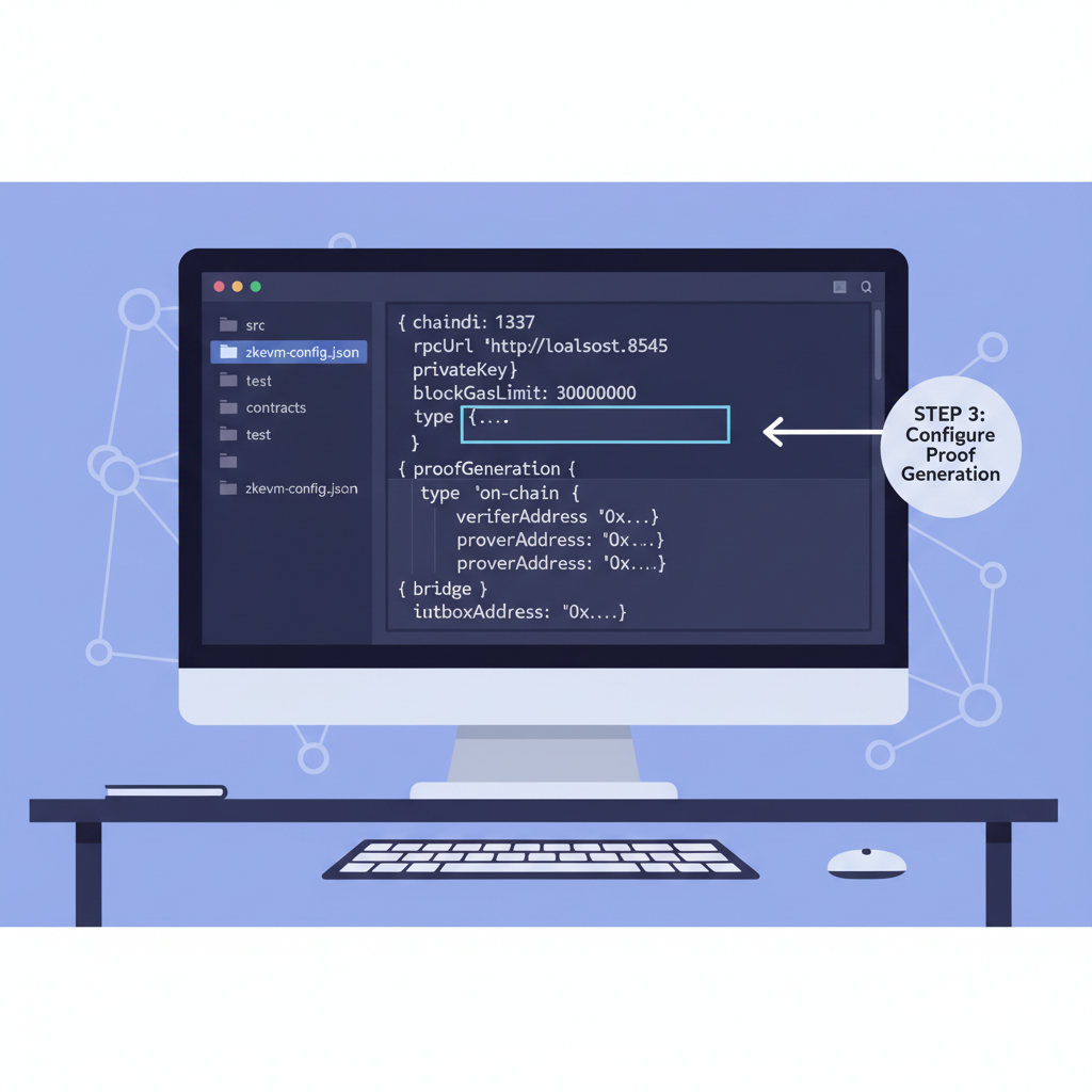 code editor configuring zkEVM json file blockchain dev setup