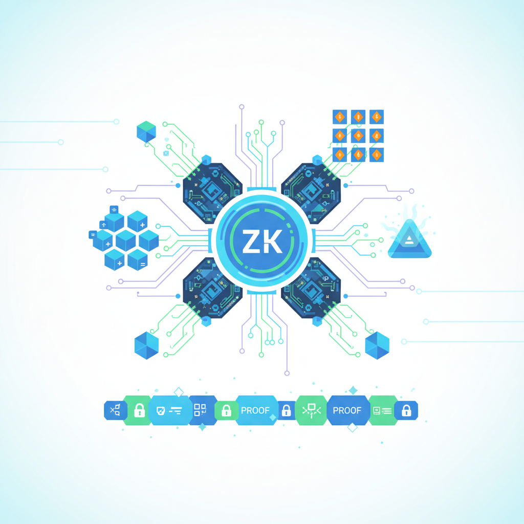 abstract zk proof generation machine circuits glowing blockchain proofs