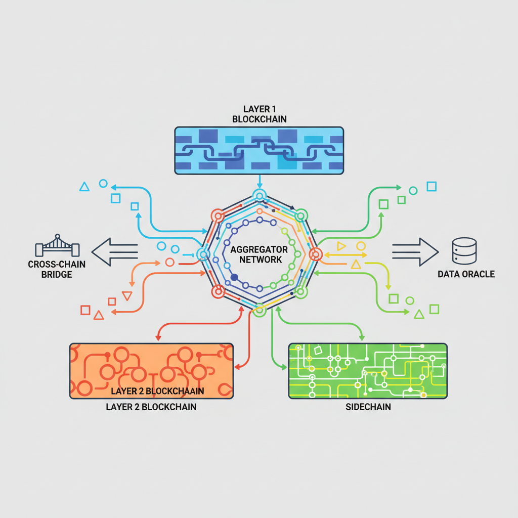 dynamic aggregator network routing colorful token flows between multiple blockchain layers