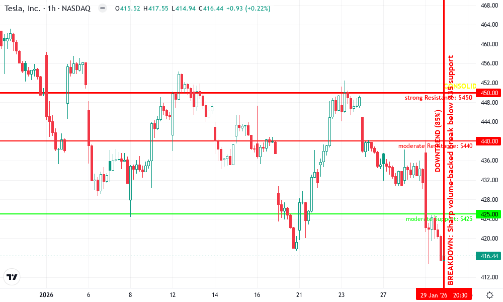 Tesla Inc. Technical Chart by Claire Sutton